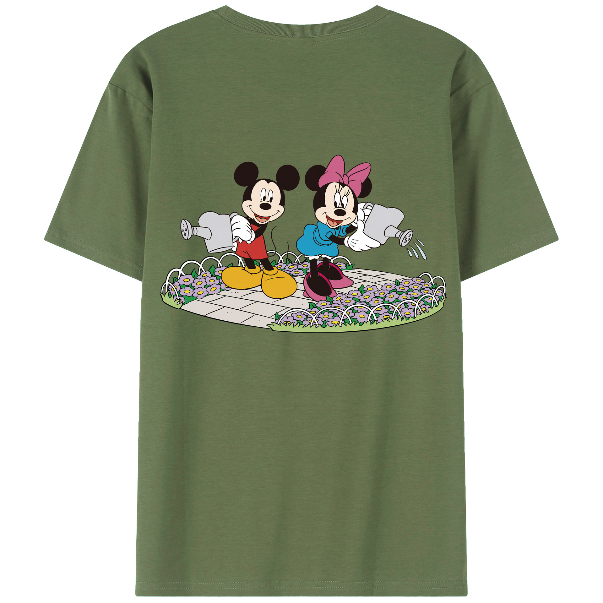 （画像用） ミッキーマウス Mickey Mouse 綿100％ メンズ半袖Tシャツ（バックプリント） 通気性